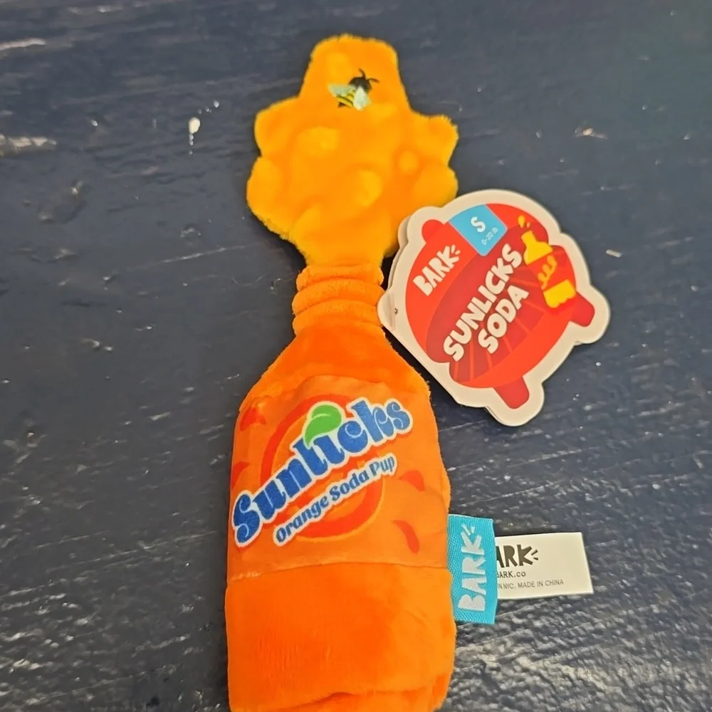 Bark Sunlicks Orange Soda Dog Toy Size Small 0-20 Pounds NWT‎
